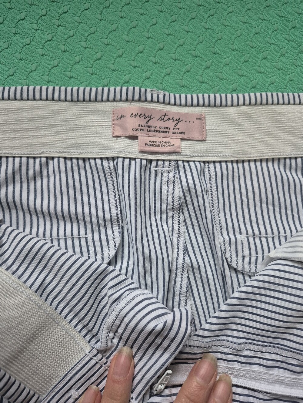 Women's Plus Size Striped Capris - White & Navy
